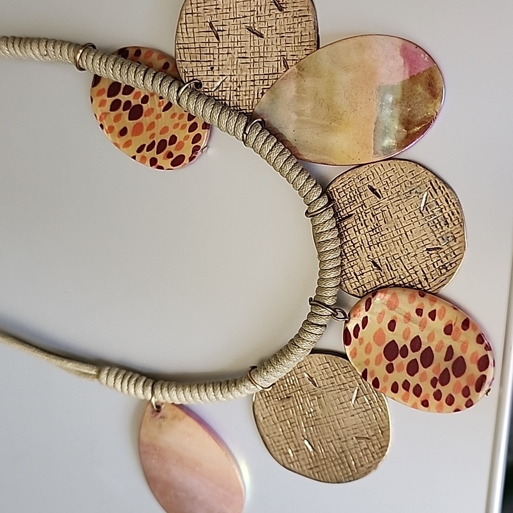 Tribal Multi Print Disc Necklace  ERICA LYONS Necklace - Picture 2 of 6